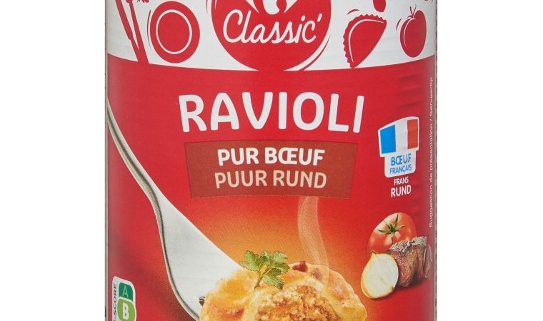 Plat cuisiné ravioli pur bœuf